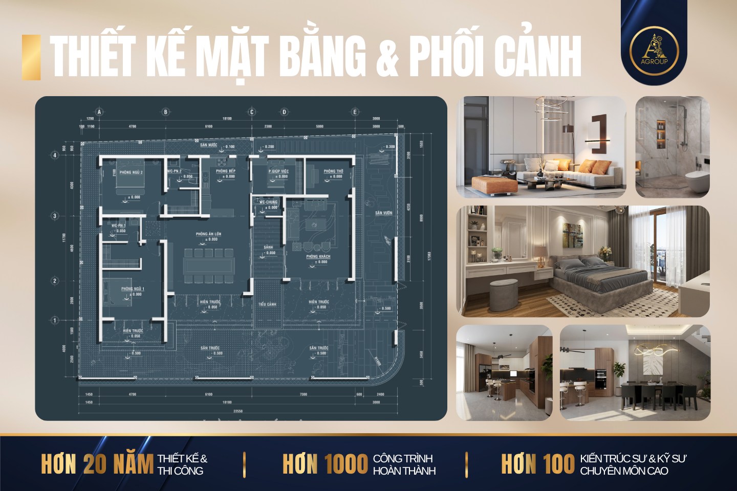 Sơ đồ thiết kế kiến trúc do A Group thực hiện.